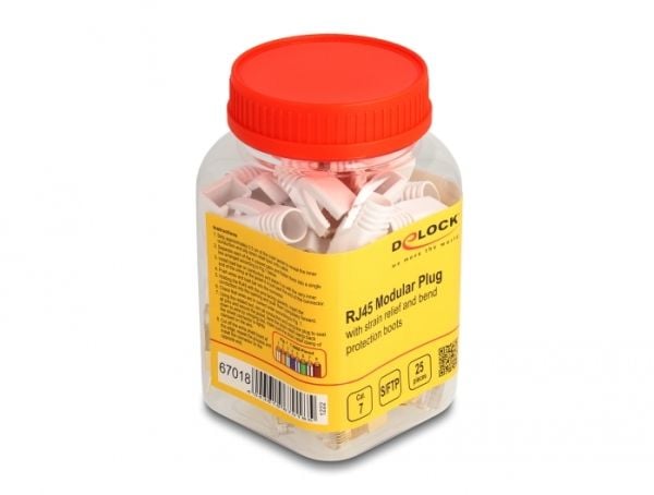 Delock - Nettverkkontakt - RJ-45 (hann) - S/FTP - CAT 7 - rund, uten hindringer (en pakke 25)