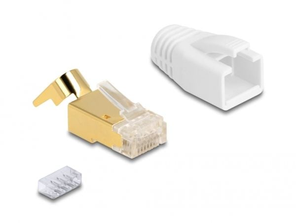 Delock - Nettverkkontakt - RJ-45 (hann) - S/FTP - CAT 7 - rund, uten hindringer (en pakke 25)