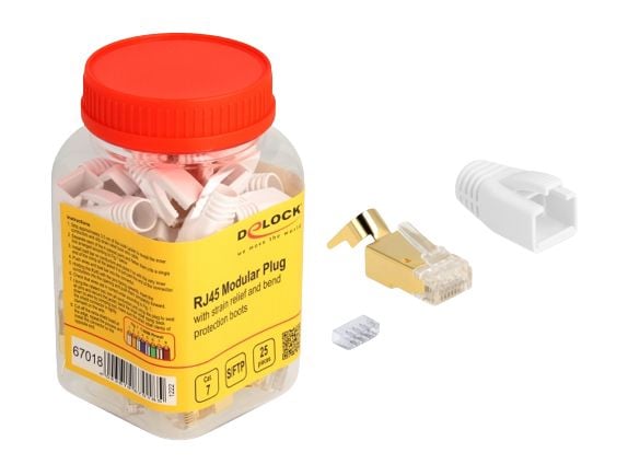 Delock - Nettverkkontakt - RJ-45 (hann) - S/FTP - CAT 7 - rund, uten hindringer (en pakke 25)