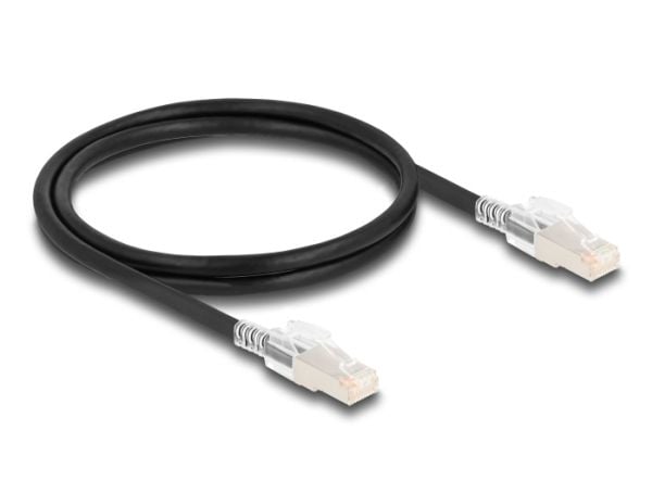 Delock - Nettverkskabel - RJ-45 (hann) til RJ-45 (hann) - 1 m - 6 mm - S/FTP - CAT 6a - halogenfri, uten hindringer - svart