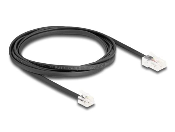 Delock - Telefonkabel - RJ-45 (hann) til RJ-11 (hann) - 2 m - flat - svart