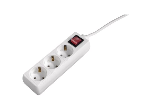 Hama 3-Socket Multiple Socket Outlet with Switch and Childproof Lock - Effektband - utgångskontakter: 3 - 1.4 m sladd - vit