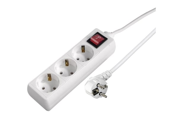 Hama 3-Socket Multiple Socket Outlet with Switch and Childproof Lock - Effektband - utgångskontakter: 3 - 1.4 m sladd - vit