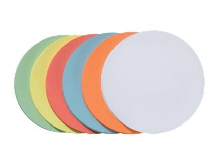 FRANKEN - Moderasjonskort - sirkel - 14 cm diameter - hvit, gul, rød, grønn, oransje, lys blå (en pakke 500)