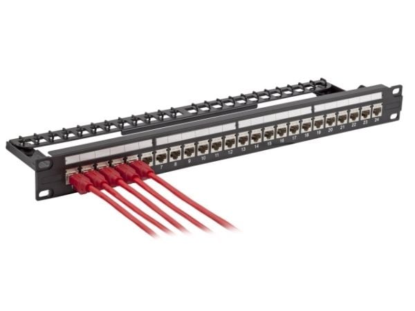 EFB Elektronik 37598.1, Gigabit Ethernet, RJ-45, Cat6a, Sort, 1U, 483 mm