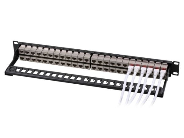 EFB Elektronik 37598.1, Gigabit Ethernet, RJ-45, Cat6a, Sort, 1U, 483 mm