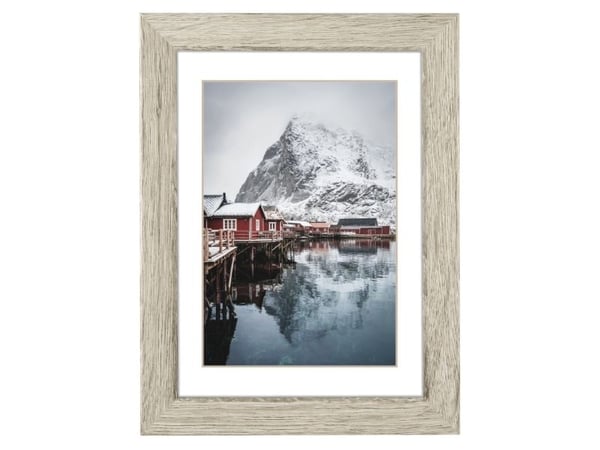Hama Oslo, Enkel bilderamme, Glass, MDF, Grå, Furu, Bord, Vegg, 7 x 10 cm, Reflekterende
