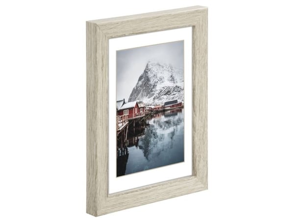 Hama Oslo, Enkel bilderamme, Glass, MDF, Grå, Furu, Bord, Vegg, 28 x 35 cm, Reflekterende