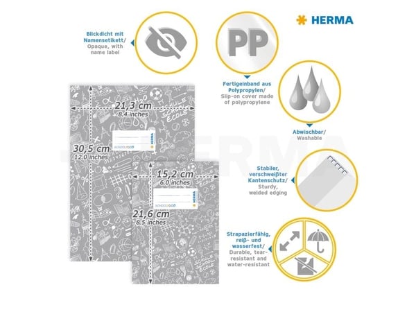 HERMA 19415, Blå, Rute papir, A5, Polypropylen (PP), 152 mm, 216 mm