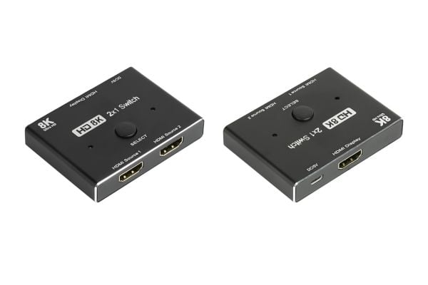 Alcasa HDMI Switcher, HDMI, Sort, Metall, 7680 x 4320, Data, Gull