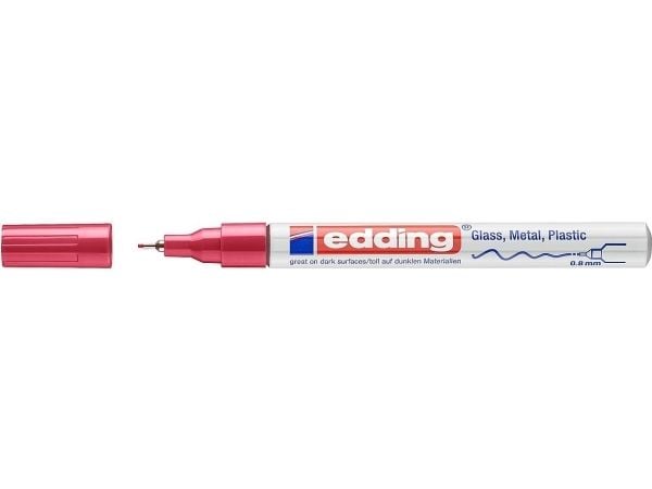 Edding 780, Rød, Fibre tip, Rød, Hvit, Aluminium, Fint, 0,8 mm