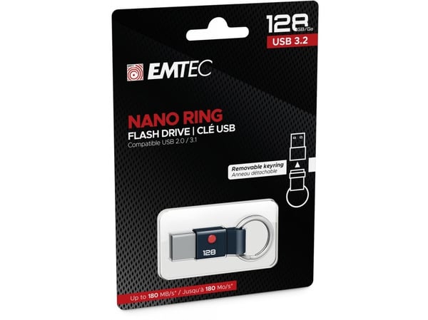 Emtec ECMMD128GT103, 128 GB, USB A-tyyppi, 3.0, 180 MB/s, Ilman suojusta, Musta