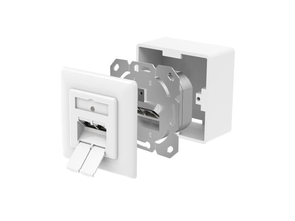 Hama 00300029, 2 x RJ-45, 6a, Skruvar, Vit, 1 styck