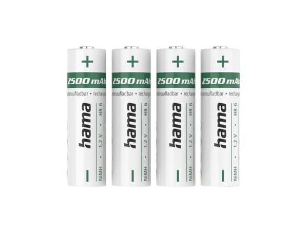 Hama 00223531, Oppladbart batteri, AA, Nikkelmetallhydrid (NiMH), 1,2 V, 4 stykker, 2500 mAh