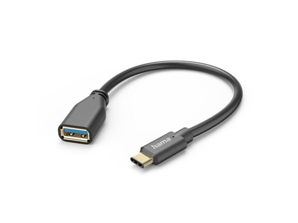 Hama USB-adapterkabel, OTG, USB-C-plugg - USB-A-kontakt, 15 cm, svart (00125105)
