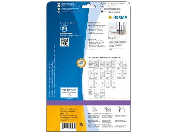 HERMA 10746, Hvit, Selvklebende skriveretikett, Utstanset etikett, Papir, Laser/Blekkskriver, Permanent