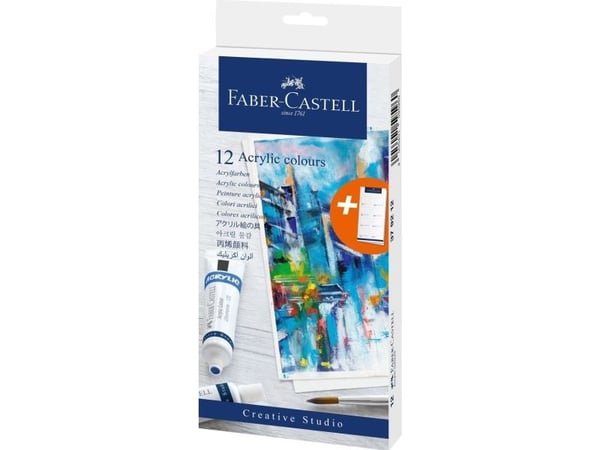 Faber-Castell Creative Studio - Färguppsättning - 12-piece - akryl - 12 färger - blandfärger - 20 ml