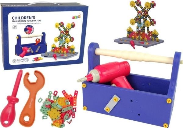 LeanToys konstruksjonsklosser i eske med verktøy og boremaskin DIY