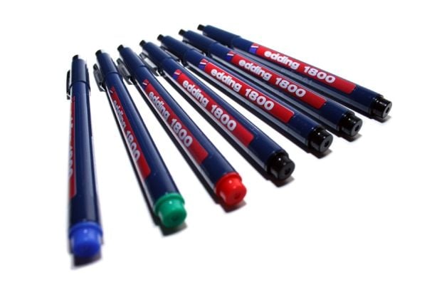 Edding 1800 profipen, Gelépenn med hette, Rød, Blå, Plast, 0,25 mm, Metall