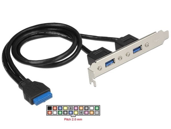 DeLOCK 84836, USB 3.2 Gen 1 (3.1 Gen 1), Musta, Sininen, Hopea, 5 Gbit/s, Muovipussi