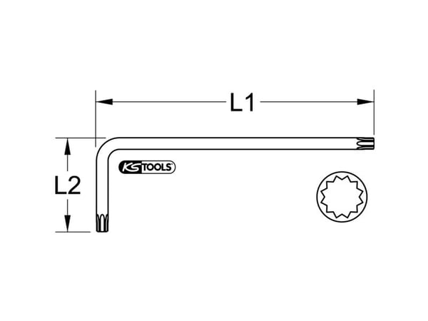 KS Tools 151.4516, L-kuusiokoloavain, Metallinen, Terästä, 28 cm, 5,6 cm, 397 g