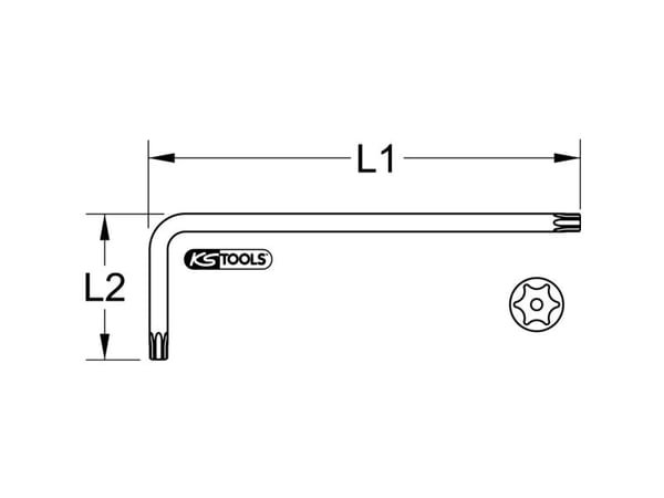 KS Tools 151.2209, L-kuusiokoloavain, Metallinen, Kromivanadiini-teräs, 10,5 cm, 2,1 cm, 30 g