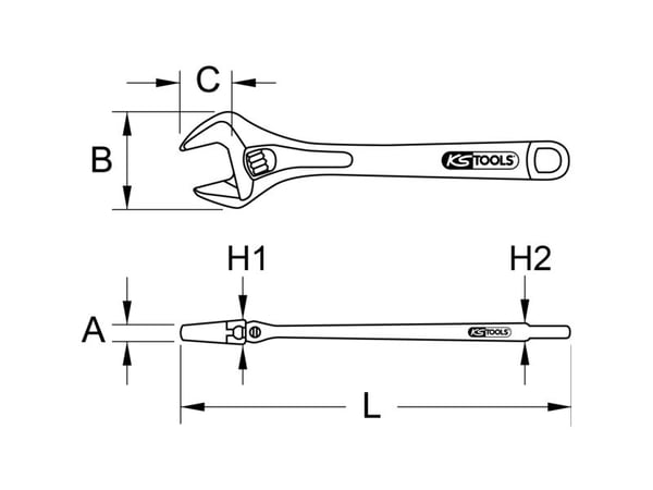 KS TOOLS Werkzeug-maschinen GmbH RUSTFRITT STÅL justerbar skiftenøkkel, justerbar, 18 (964.1306)