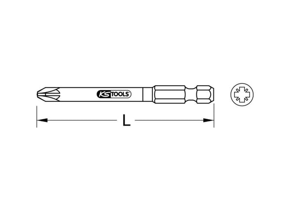 KS Tools 918.3261, Pozidriv, Nickel, DIN 3126, ISO 1173 - C 6,3, 75 mm, 89 g, 25,4 / 4 mm (1 / 4")