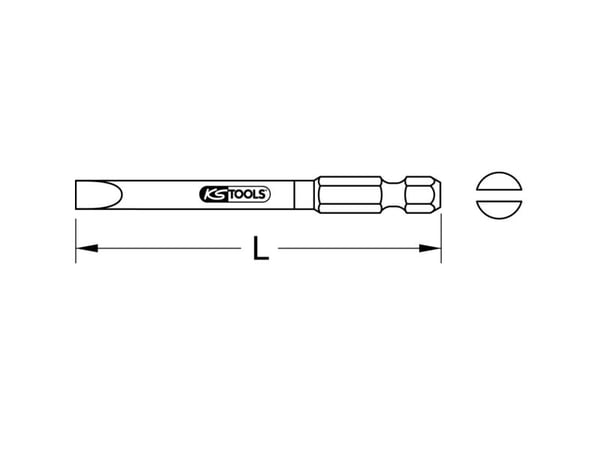 KS Tools 918.3355, Nickel, DIN 3126, ISO 1173 - C 6,3, 75 mm, 20 g, 25,4 / 4 mm (1 / 4"), Sekskantet