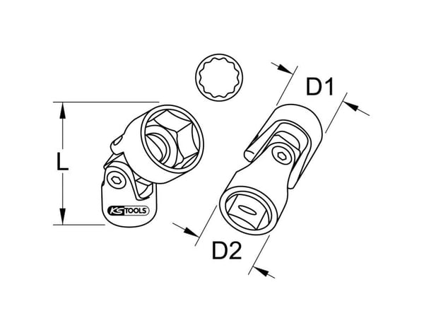 KS Tools 918.4857, Pistorasia, 3/8", 1 pää(t), 16 mm, Kromivanadiini-teräs, DIN 3120, ISO 1174