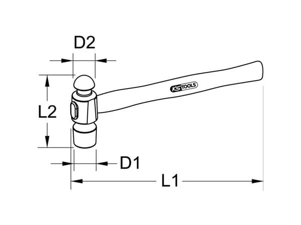 KS Tools 963.2105, Pallopäävasara, Alumiinipronssi, Puu, 1 kpl, 31 cm, 250 g