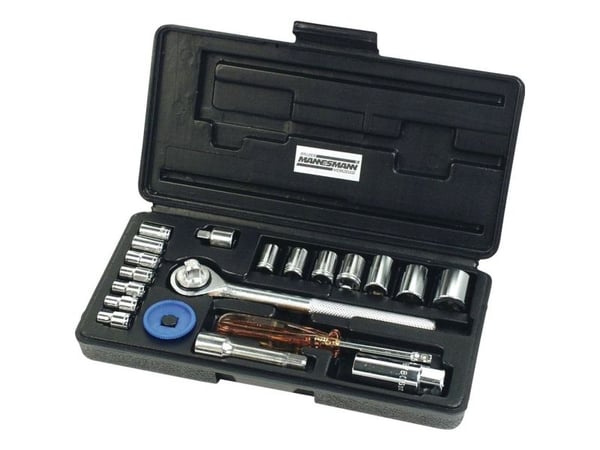 Brüder Mannesmann pipenøkkelsett 20 deler 6,3 + 10 mm (1/4" + 3/8")