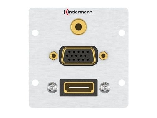 Kindermann 7444000586, HDMI + VGA + 3.5mm, 1 modul/-er, Aluminium, Aluminium, 50 mm, 5,8 cm