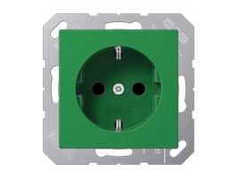 JUNG A 1520 BFKI GN, CEE 7/3, Grön, Termoplast, 250 V, 16 A, 55 mm