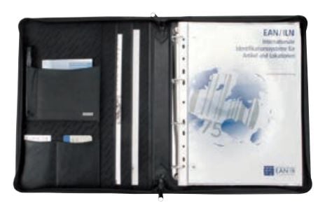 Alassio ringperm "MONZA", A4, nappaskinn, svart avtagbar ringmekanisme, 2 DIN A4-lommer (30010)