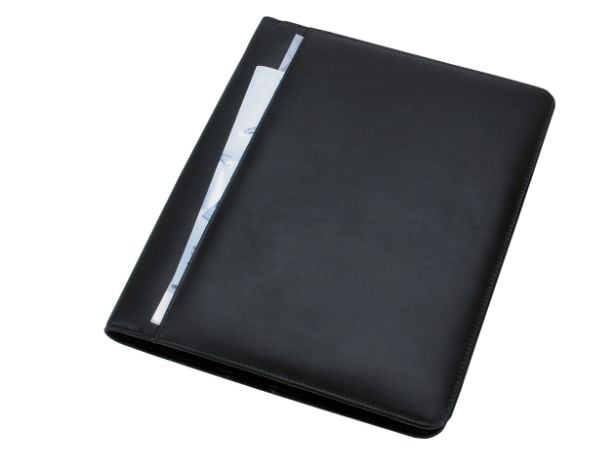 Jüscha 30058, Lær, Sort, A4, Visittkort, Papir, Spenne-åpningsmekanisme på midten, 320 mm