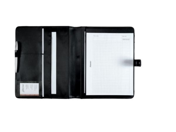 Jüscha 30073, Lær, Sort, A4, Visittkort, Papir, Spenne-åpningsmekanisme på midten, 320 mm