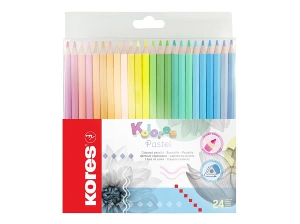 Kores triangulära kritor "Kolores Pastel", kartong med 24 delar, blytjocklek: 3 mm, högpigmenterade - 1 st (BB93321)