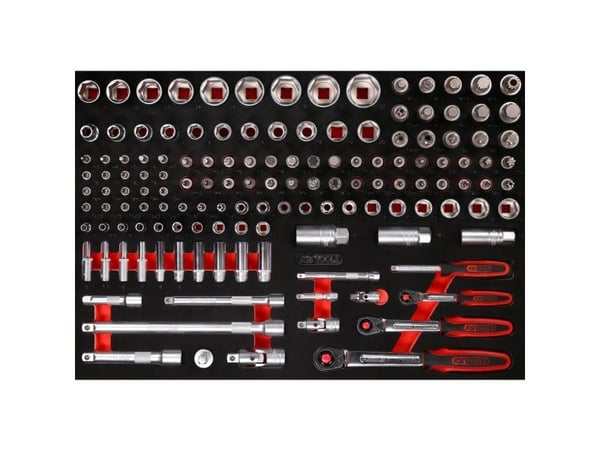 KS TOOLS Werkzeuge-Maschinen GmbH 1/4" + 3/8" + 1/2" hylsysarja vaahtomuovisarjalla, 139 kpl (811.0139)