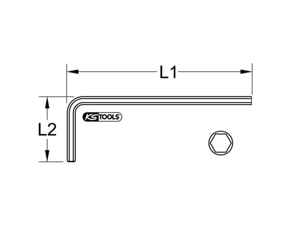 KS Tools 151.20425, Metrinen, 1 kpl, Kromivanadiini-teräs, 2.5 mm, DIN ISO 2936, 8,75 cm