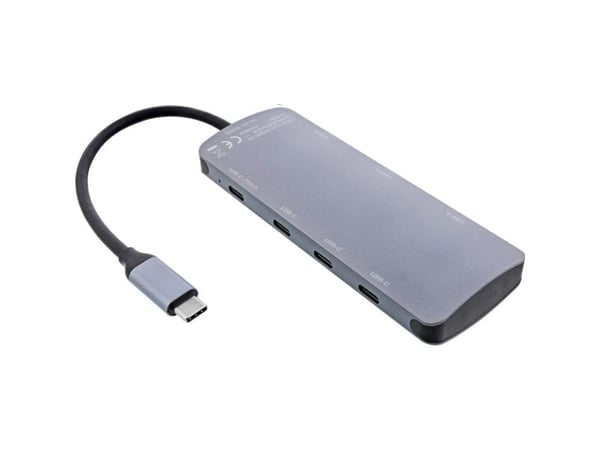 InLine 35392C, USB Type-C, USB 3.2 Gen 2 (3.1 Gen 2) Type-A, USB 3.2 Gen 2 (3.1 Gen 2) Type-C, 10000 Mbit/s, Grå, Aluminium, 100 W
