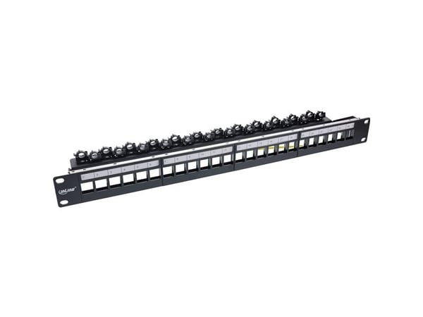InLine 76824P, Cat6, Cat5, Cat6a, Rackmontering, 1U, Svart, 95 x 480 x 45 mm, 95 mm