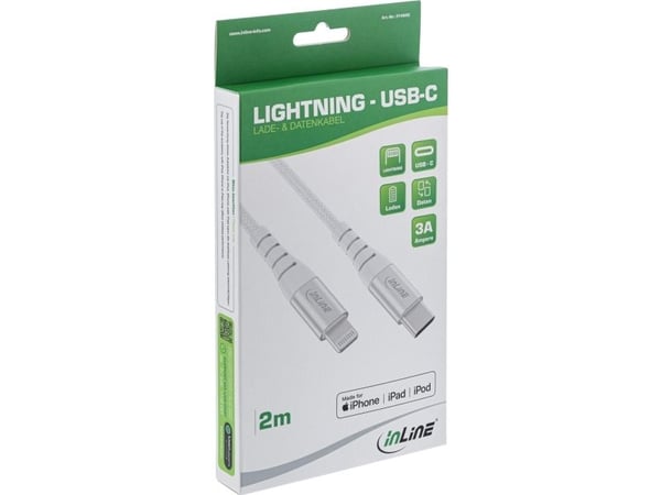 InLine 31450C, 1 m, Lightning, USB C, Uros, Uros, Hopea