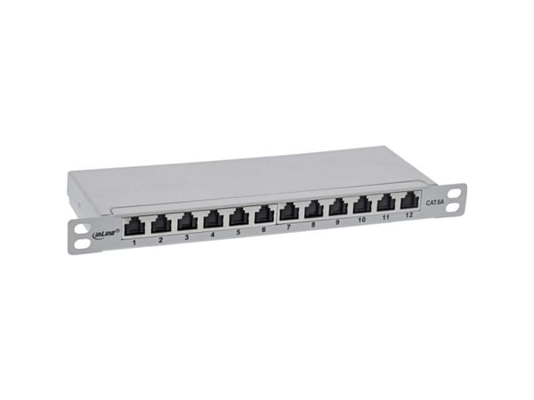 InLine 76819A, RJ45, Cat6a, Rackmontering, 0.5U, Grå, 23 x 257 x 80 mm