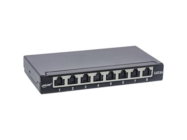 InLine 76818B, RJ45, Cat6a, Musta, Seinäkiinnitys, 0.5U, 23 mm