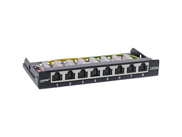 InLine 76818B, RJ45, Cat6a, Musta, Seinäkiinnitys, 0.5U, 23 mm