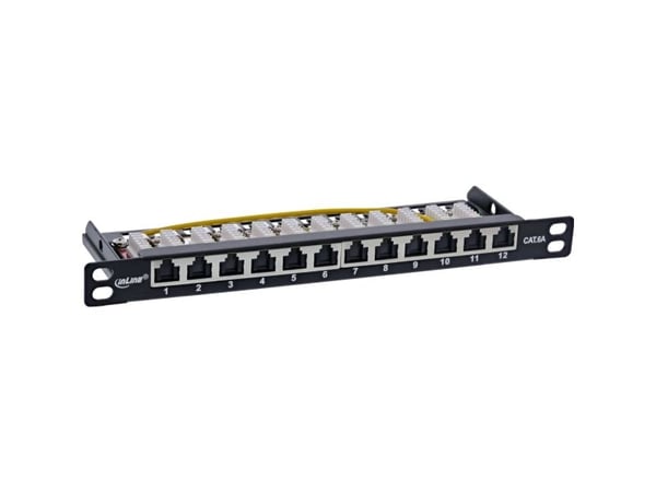 InLine 76819B, RJ45, Cat6a, Rackmontering, 0.5U, Svart, 23 x 257 x 80 mm