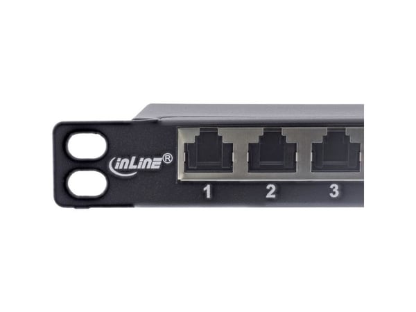 InLine 76819B, RJ45, Cat6a, Rackmontering, 0.5U, Svart, 23 x 257 x 80 mm