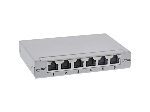 InLine 76816A, RJ45, Cat6a, Rackmontering, 0.5U, Grå, 80 x 125 x 22 mm