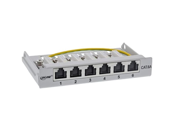 InLine 76816A, RJ45, Cat6a, Rackmontering, 0.5U, Grå, 80 x 125 x 22 mm